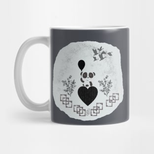 Panda smile with balloon and bird Mug